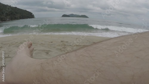 Feet on the beach scene. Brazil beach..