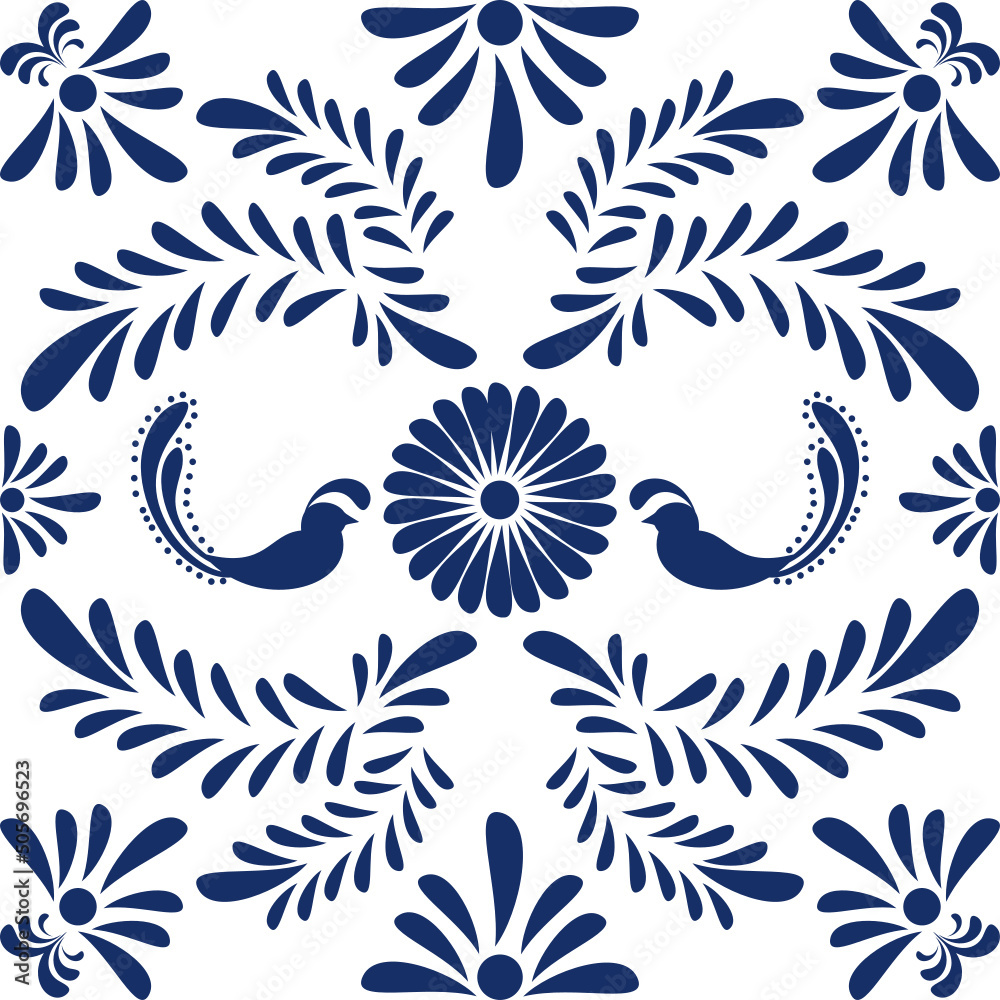 mexican talavera mosaic illustration in vector format Stock Vector