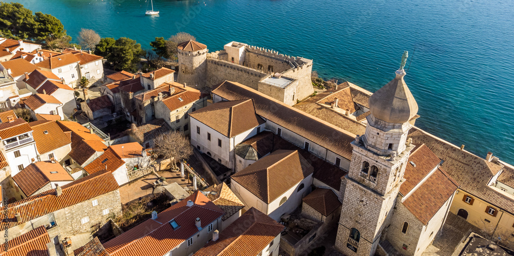 Φωτογραφία Aerial view of historic Adriatic town of Krk , Island of Krk, Kvarner bay of Adr