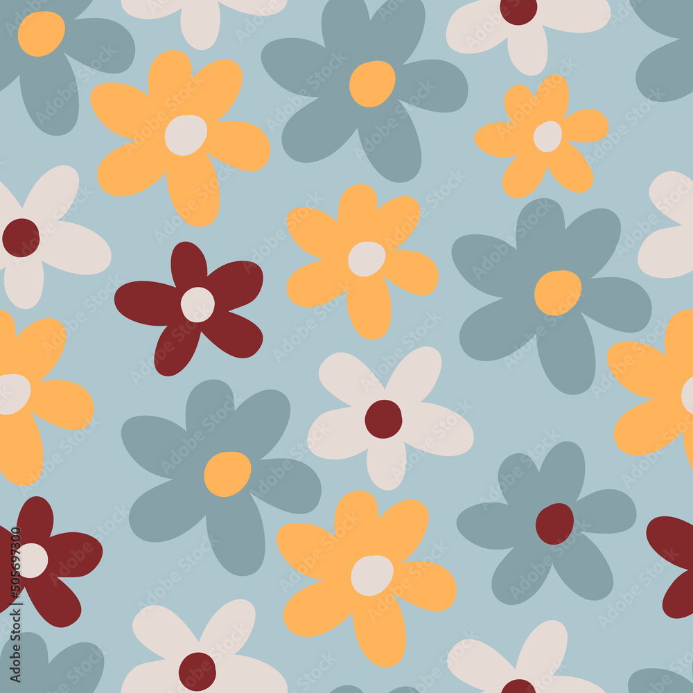 Baby seamless pattern with flowers.