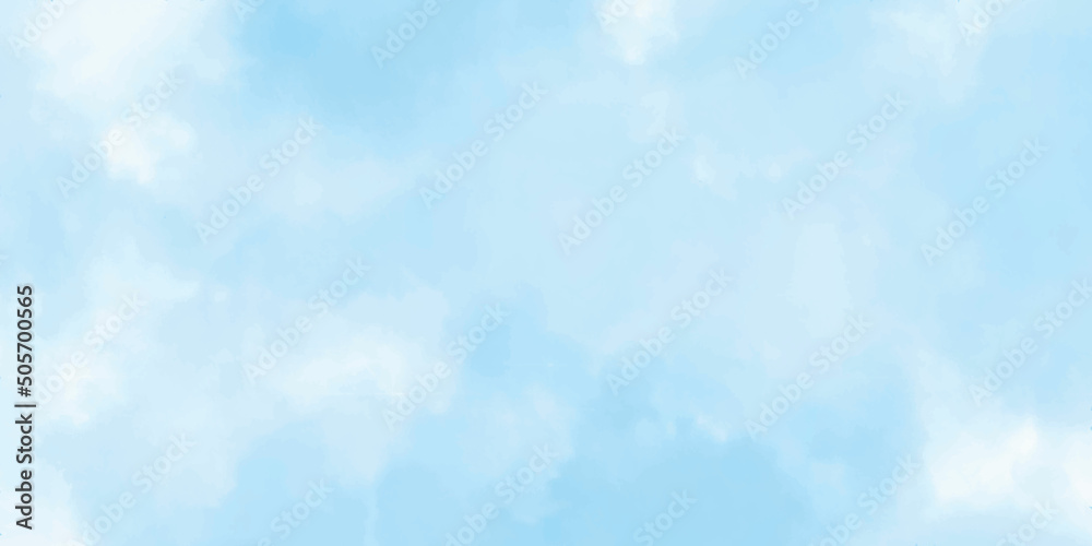 Watercolor painted background. Abstract Illustration wallpaper. Brush stroked painting. Blue sky background