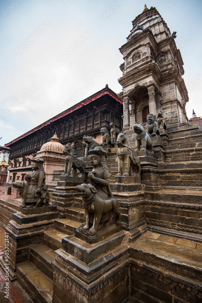 Kathmandu,Nepal - May 10,2022: Bhaktapur Durbar Square is royal palace of the old Bhaktapur Kingdom and it is declares of UNESCO World Heritage Sites.
