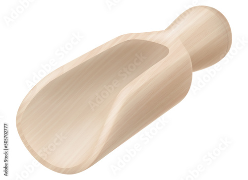 Wooden scoop isolated on white background. Vector illustration.