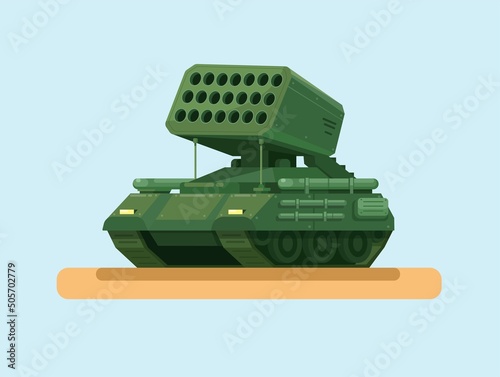 Rocket launcher tank army force vehicle object cartoon illustration vector