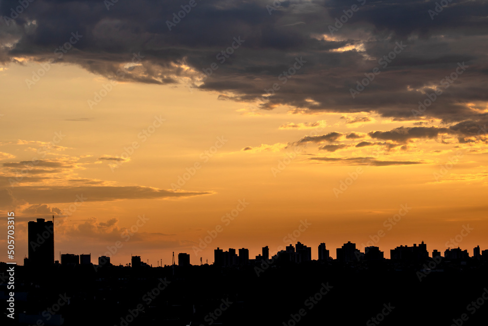 Silhouette of cityscaper buildings during a sunset in Brazil Silhouette of cityscaper buildings during a sunset in Brazil
