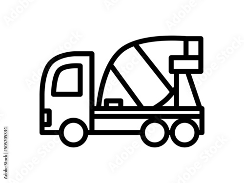 シンプルなミキサー車の線画アイコン