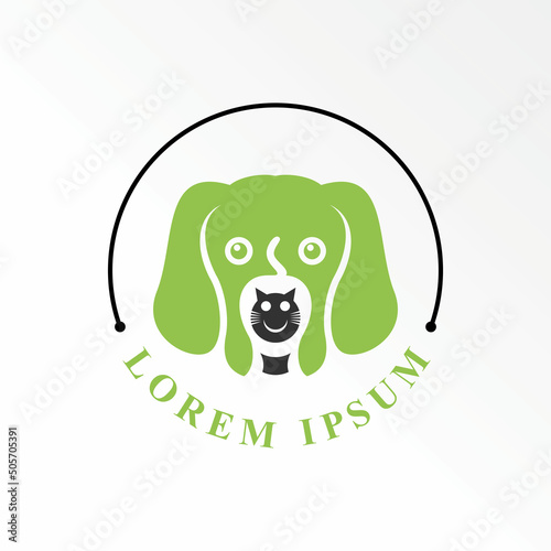 Simple and unique Dog head and cat on nose image graphic icon logo design abstract concept vector stock. Can be used as a symbol related to animal or pet