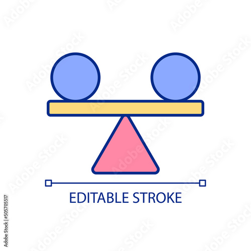 Reaching stability RGB color icon. Managing financial risks. Achieving stable life. Enhancing performance. Isolated vector illustration. Simple filled line drawing. Editable stroke. Arial font used