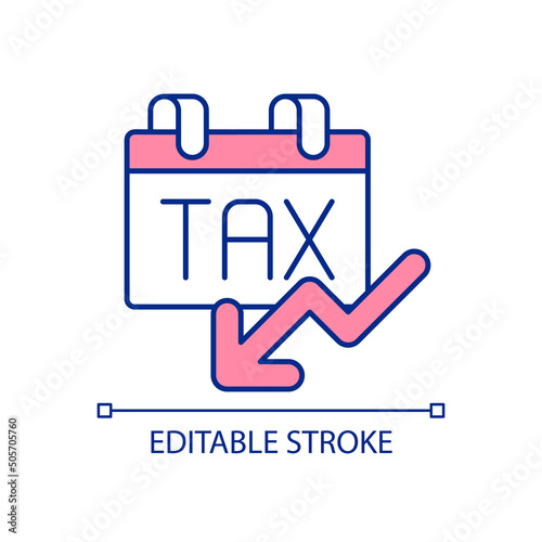 Reduced tax rate for companies RGB color icon. Income protection. Avoid penalties. Improve tax deductions. Isolated vector illustration. Simple filled line drawing. Editable stroke. Arial font used