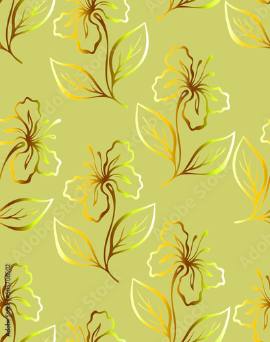 seamless golden floral pattern 
