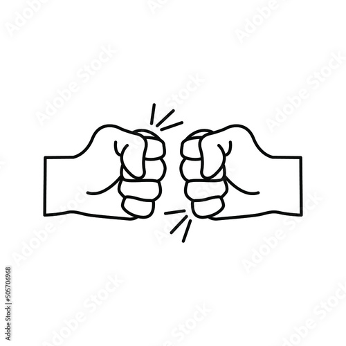 Fist icon. Bro fist bump or power five pound, vector illustration