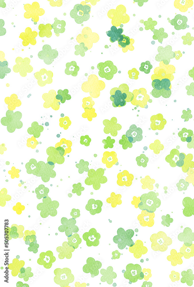 背景素材_水彩_花_黄緑 背景素材_水彩_花_黄緑