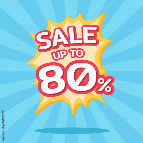 Up to 80% off sale, product discount banners, online shopping promotion banners.
