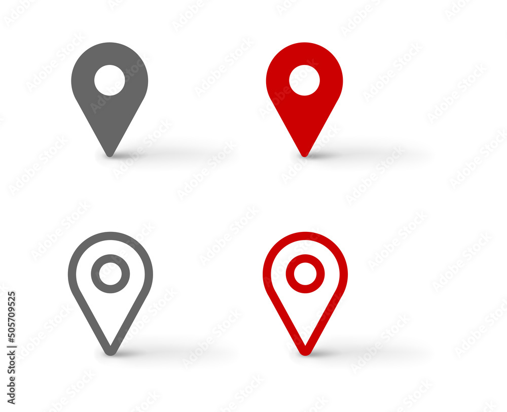 Location symbols. Map pin icon. Vector illustration. Location symbols. Map pin icon. Vector illustration.