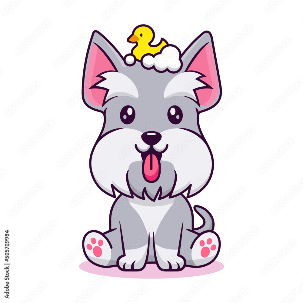 Cartoon character cute schnauzer dog for design. Stock Vector | Adobe Stock