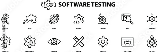 Software testing icons , vector illustration