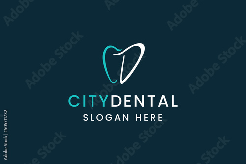 Initials letter CD tooth logo template for dental care vector illustration.