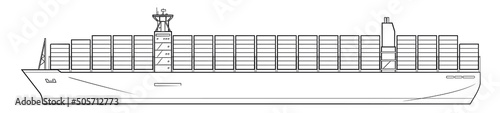 Large container ship outline stock illustration. photo