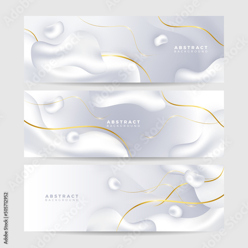 Modern white and gold background with gold frame line