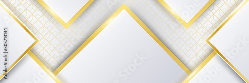 Modern white and gold background with gold frame line