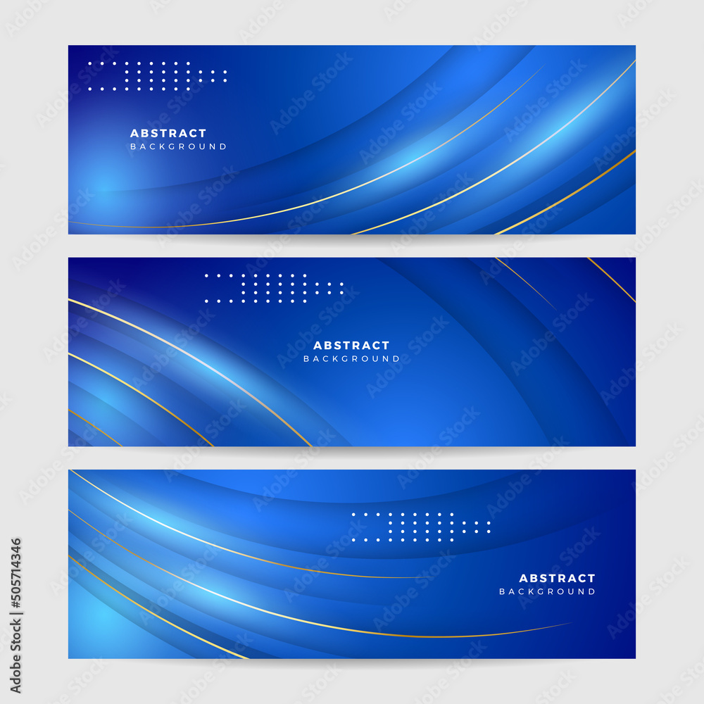 Modern abstract blue background with gold line composition