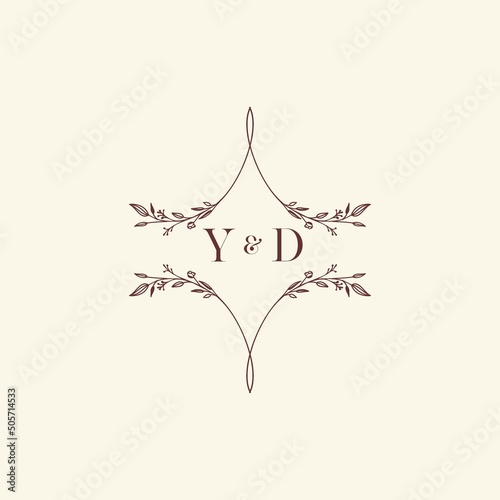 YD elegant wedding floral initial concept with high quality logo design