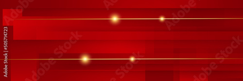Abstract red background banner with golden lines. Luxurious red abstract overlap background. Abstract wavy luxury red and gold background. Modern template deluxe design. Vector illustration