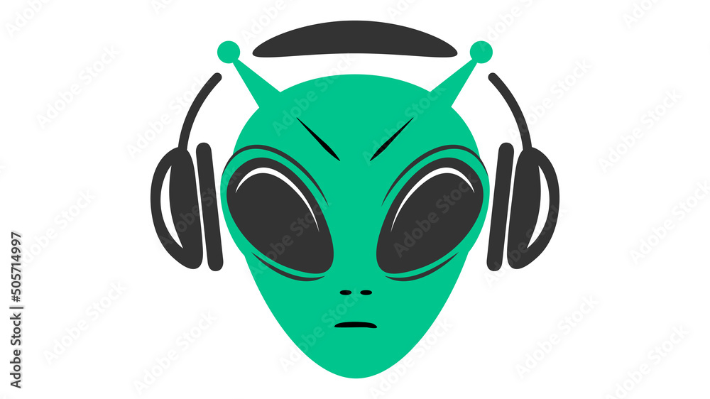 Alien head with a dj headphones Alien head with a dj headphones