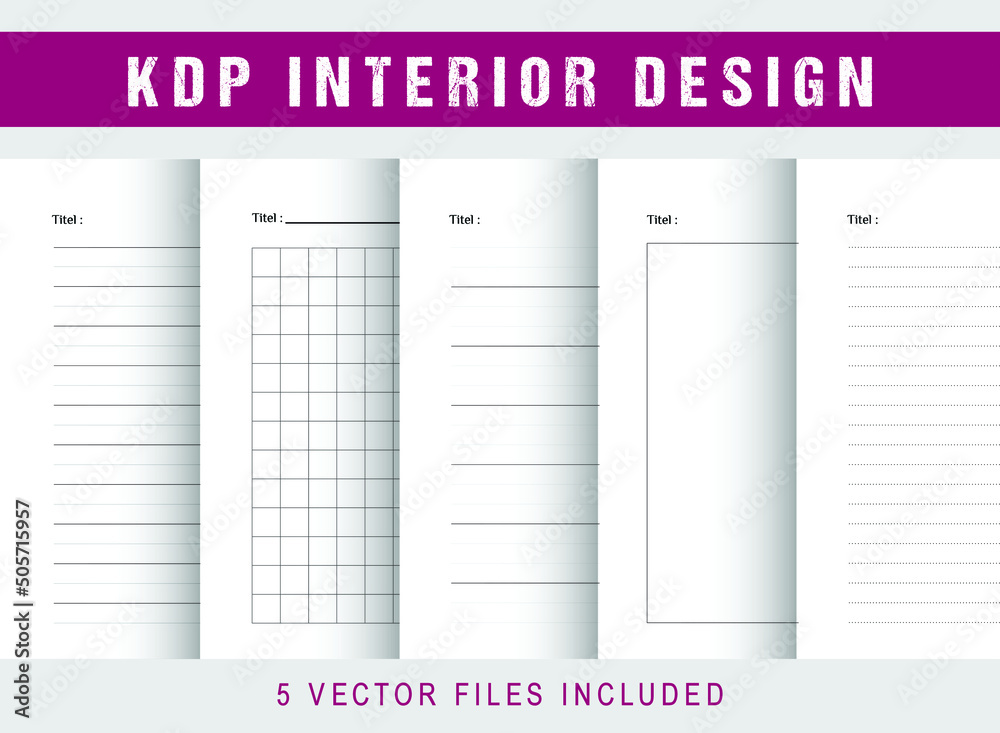 Printable Notebook Papers - KDP Interior Template Design Stock Vector ...