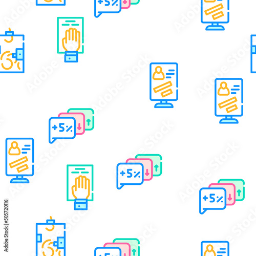Voting And Elections Collection Vector Seamless Pattern Color Line Illustration