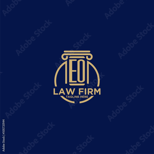 EO initial monogram for law firm with creative circle line
