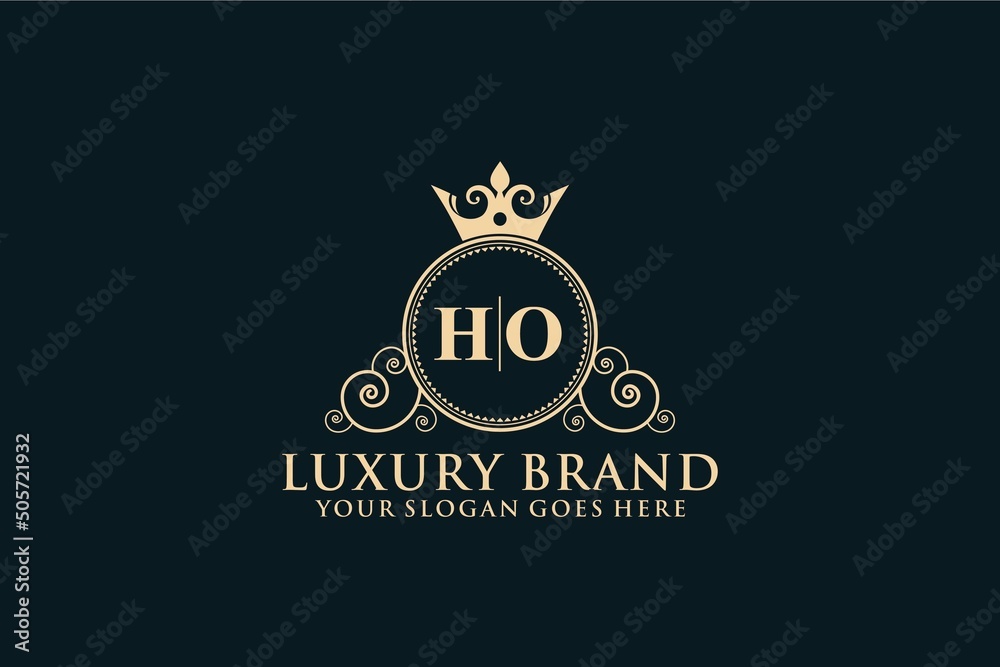 letter Initial HO elegant luxury monogram logo or badge template with ...