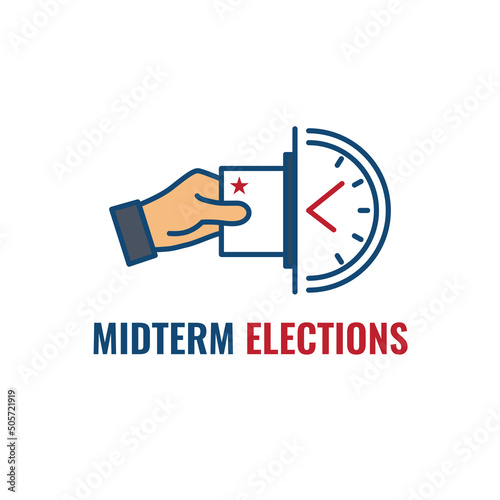 2022 Midterm Elections Design w Red White and Blue Vote Icon