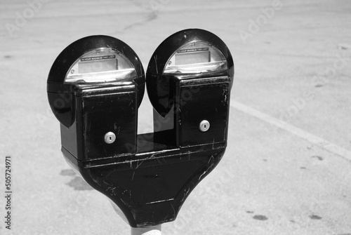 Parking meter black and white