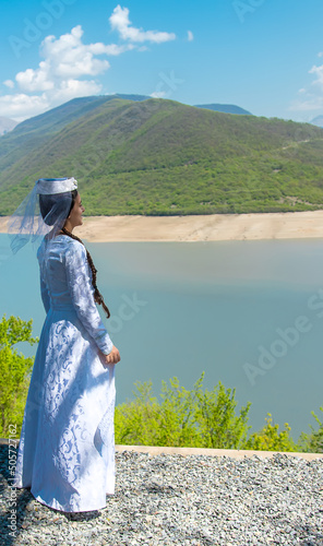 Georgian woman in national dress. Selective focus. photo