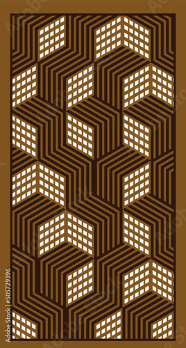 Decorative panel for cutting. Square pattern. Laser cut Vector Laser cut panel, seamless pattern for decorative panel. Image suitable for engraving. Seamless cut decorative pattern template.
