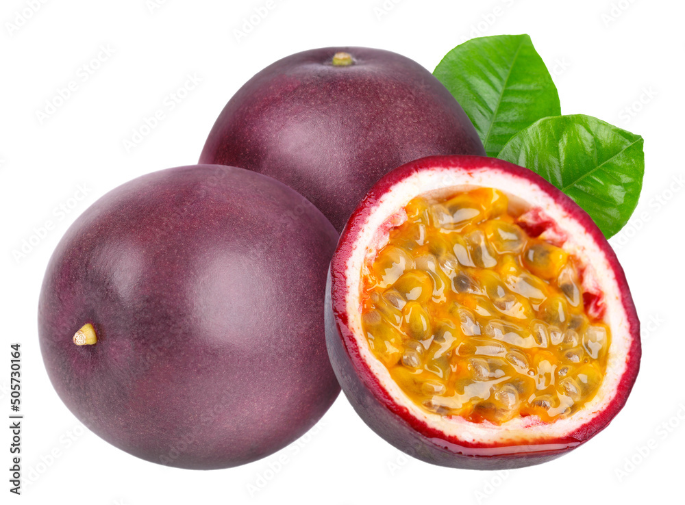 Passion fruit isolated on white background. Whole passionfruit or maracuya,  exotic fruit. Clipping path. Stock Photo | Adobe Stock
