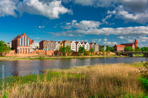 Architecture of the Malbork city by the Nogat river. Poland photo