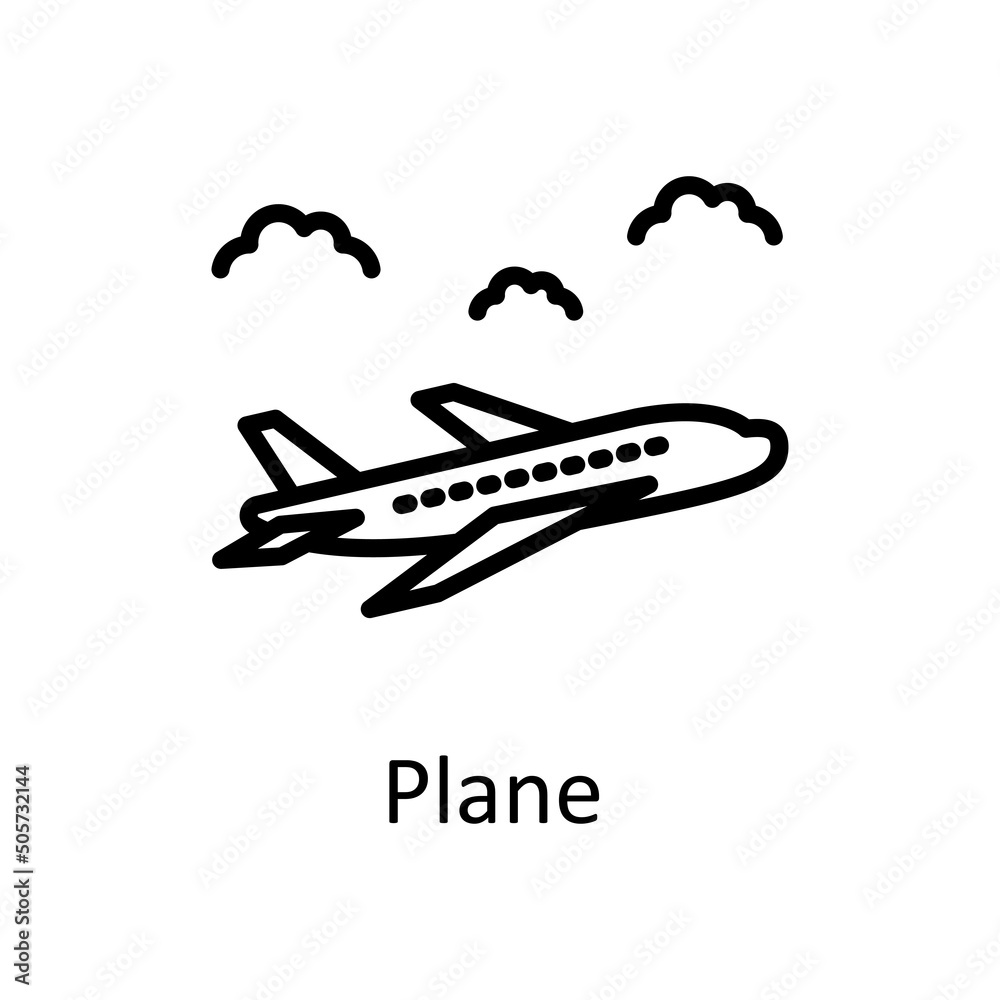Plane vector outline Icon Design illustration. City elements Symbol on White background EPS 10 File Plane vector outline Icon Design illustration. City elements Symbol on White background EPS 10 File