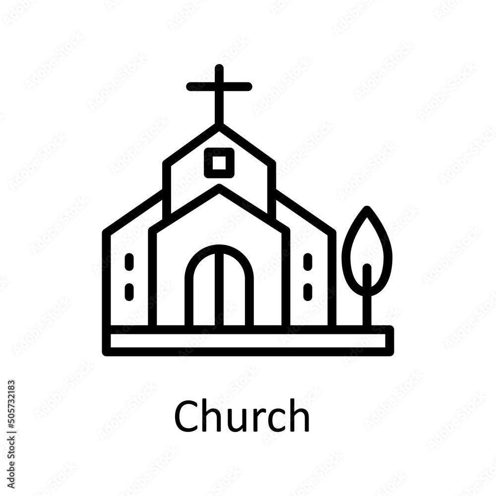 Church vector outline Icon Design illustration. City elements Symbol on White background EPS 10 File