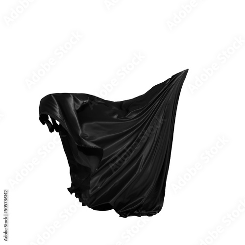 Flying black fabric dress Photo Overlays, flowing cloth, flying silk satin, dark dramatic element , png