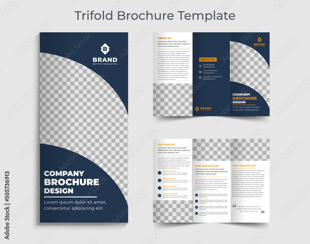 tri-fold brochure design template, Creative corporate business trifold brochure - obrazy, fototapety, plakaty 
