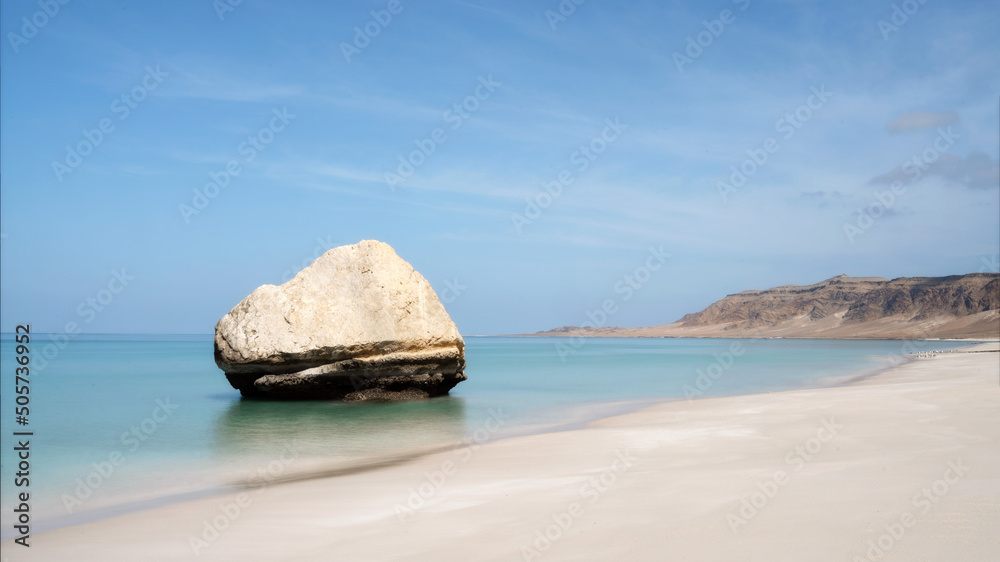 White sand Arher beach on Socotra Island, Yemen, taken in November 2021