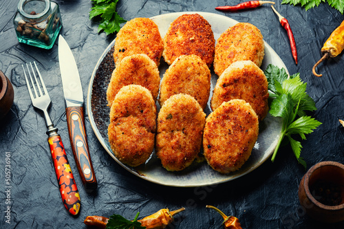 Delicious fish cutlet photo