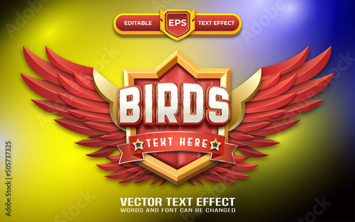 Birds 3d game logo with editable text effect