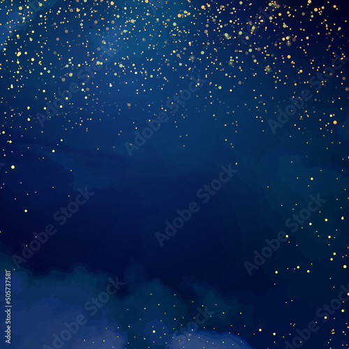 Canvastavla Magic night dark blue frame with sparkling glitter bokeh and light art
