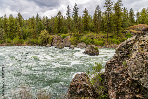 Devil's Toenail Rapids on the Spokane River in Riverside State Park, Nine Mile Falls, Washington. photo