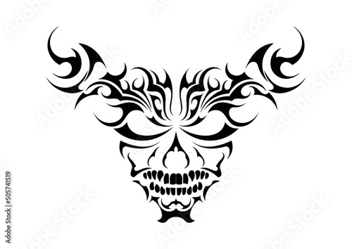 african dead horn voodoo skull abstract tattoo symbol sticker