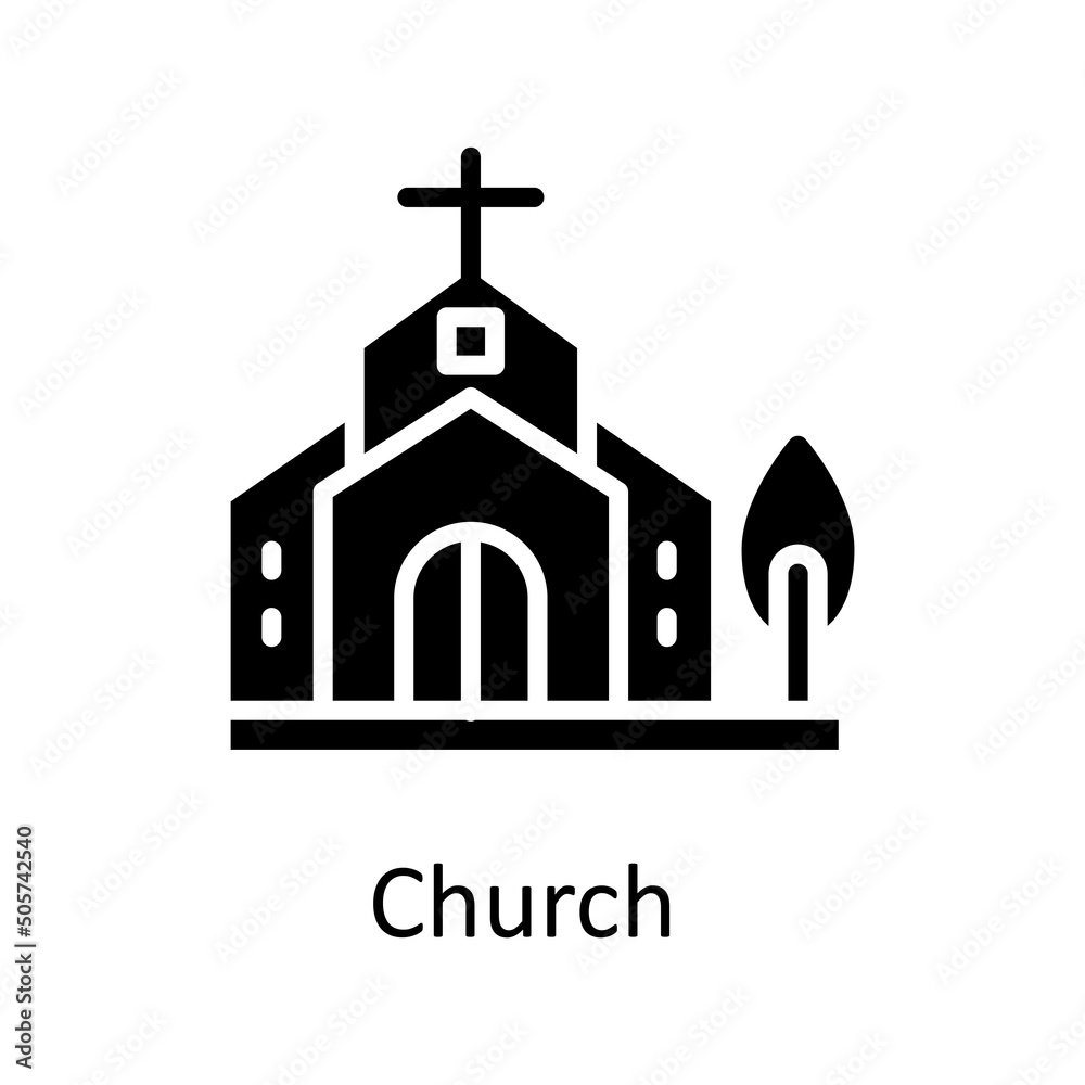 Church vector solid Icon Design illustration. City elements Symbol on White background EPS 10 File