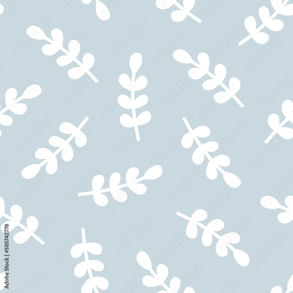 Hand drawn cute cartoon floral seamless pattern with olive branch. Flat vector peace, freedom concept in colored doodle style. Repeated background botanical wrapping, wallpaper or print design.